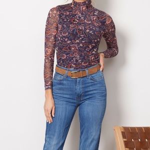 Evereve Tia Floral Mesh Turtleneck. NEW!